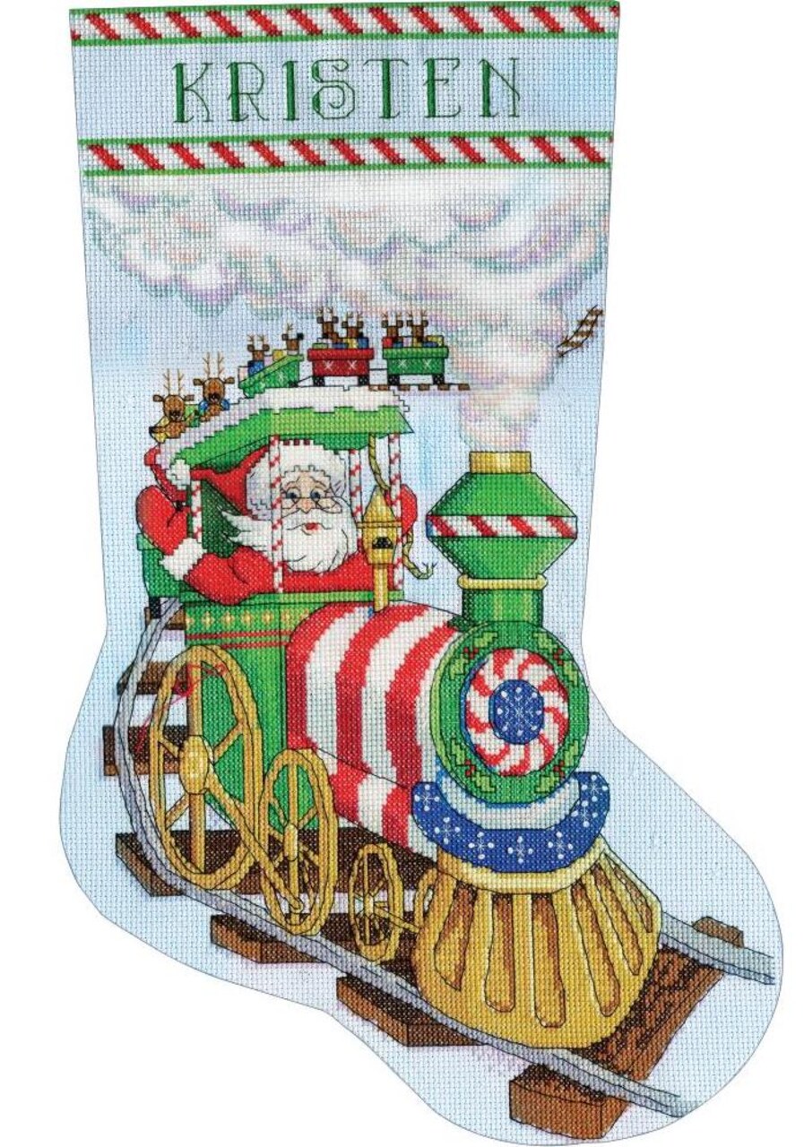 DIY Design Works Santas Train Christmas Counted Cross Stitch Stocking Kit 5997